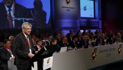 Villar, durante su discurso en la asamblea 2016.