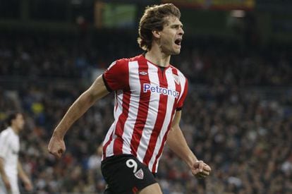 Llorente celebra un gol de la temporada pasada.