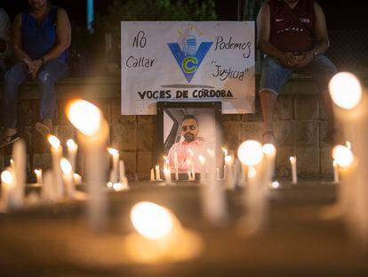 Homenaje al periodista Rafael Moreno, en Puerto Libertador, Córdoba (Colombia). Moreno era el director del medio digital Voces de Córdoba, asesinado por sicarios la noche del 16 de octubre 2022.
