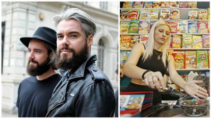 A la izquierda, los hermanos Keery: propietarios de Cereal Killer (Londres). A la derecha, una de las empleadas de Cereal Killer preparando un bol de cereales.