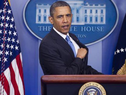 El presidente Obama durante la rueda de prensa.