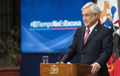 Sebastián Piñera, el jueves en La Moneda.