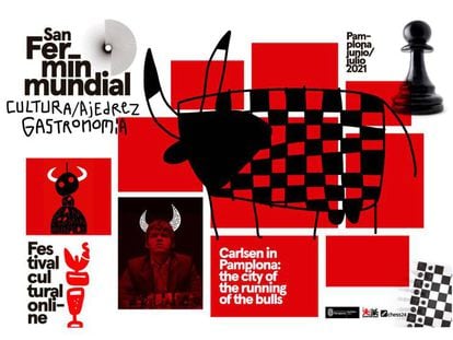 Cartel anunciador de la presencia de Carlsen en Pamplona