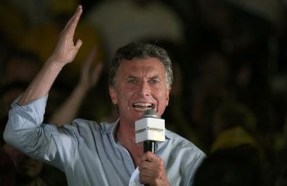 El candidato Mauricio Macri, durante su cierre de campaña.