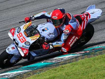 Marc Márquez de Gresini durante la segunda sesión de entrenamientos libres en Sepang, Malasia, este miércoles.