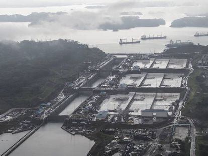 Vista el pasado mes de enero de la vertiente Atlántica del canal de Panamá, obra liderada por Sacyr.