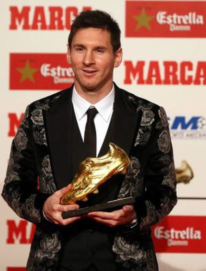 Messi con la bota de oro 2012-2013.