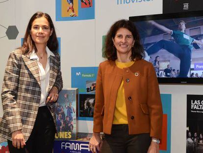 Laura Abasolo, directora general de Finanzas y Control de Telefónica, y Elena Valderrábano, directora de Ética Corporativa y Sostenibilidad, ayer.