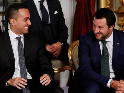 Luigi Di Maio y Matteo Salvini este viernes en el Quirinal.