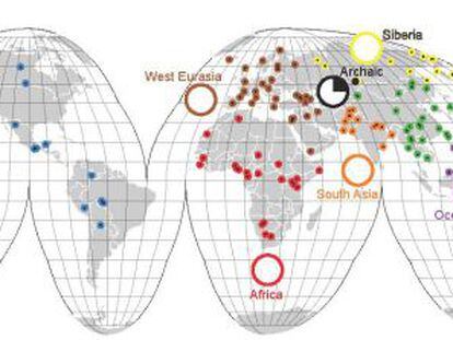 Mapa de las poblaciones analizadas en el estudio.