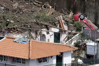 Una casa en la parte alta de Funchal tras las lluvias torrenciales.