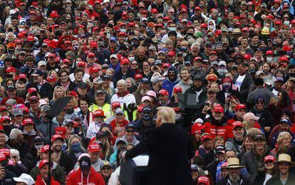 Trump en un acto de campaña en Lititz, Pensilvania.