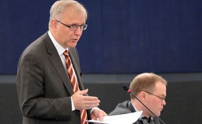 El comisario Olli Rehn, en la Euroc&aacute;mara.