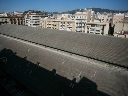 Tejado de uralita del Mercat de l'Abaceria.