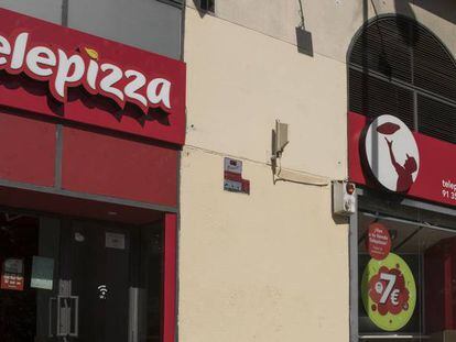 Telepizza en la calle Gan V&iacute;a de San Francisco, en Madrid.