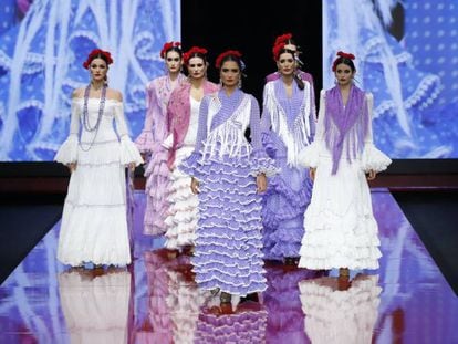 Propuesta de Pilar Vera en el Salón Internacional de la Moda Flamenca, Simof, celebrado en Sevilla en febrero. 