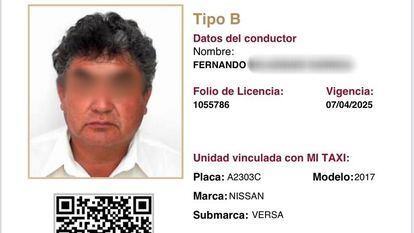 tarjeta de identificación del conductor relacionado con la muerte de Lidia Gabriela.