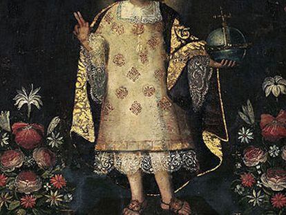 Óleo anónimo del siglo XVIII que representa al Niño Jesús con vestimenta y tocado imperial inca.