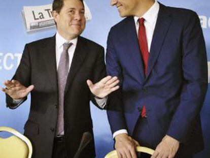 El líder del PSOE, Pedro Sánchez, junto a Emiliano García-Page.