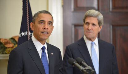 Barack Obama durante su presentación de John Kerry como nuevo secretario de Estado.