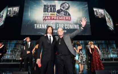 Norman Reedus, en el escenario del Madison Square Garden de Nueva York en la premiere de 'The Walking Dead'.