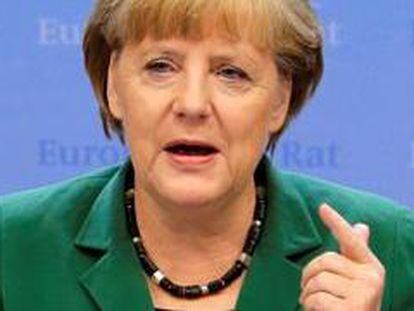 Angela Merkel tras la reunión de líderes de la UE en Bruselas