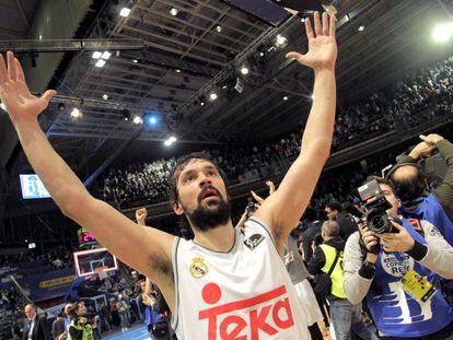 Sergio Llull celebra la victoria.