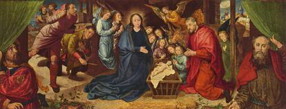 'La adoración de los pastores' (1480), vum Hugo van der Goes, gëtt an der Gemäldegalerie zu Berlin ausgestallt.