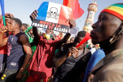 Manifestación antifrancesa en Bamako (Malí), el pasado viernes.