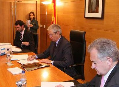 Quintana, Touriño y Méndez Romeu, en una reunión del Consello de la Xunta el pasado mes de marzo.
