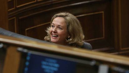 Nadia Calviño, en el Congreso. 