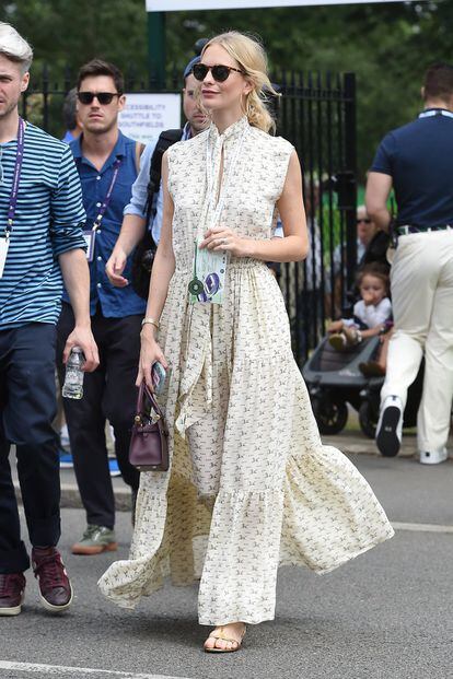 La modelo y actriz, Poppy Delevingne, durante el séptimo día del torneo de Wimbledon. 