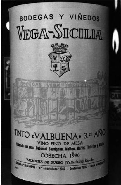 Botella de Vega Sicilia de la cosecha de 1980.