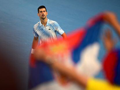 Djokovic, durante el partido contra Paul en la Rod Laver Arena de Melbourne.