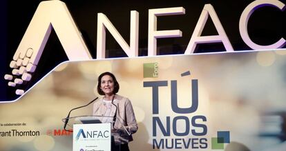 La ministra de Industria, Comercio y Turismo, Reyes Maroto, durante el Foro Anfac
