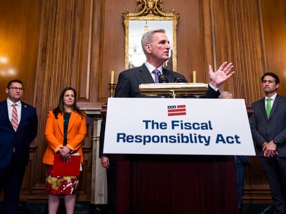 Kevin McCarthy,  presidente de la Cámara Baja y líder republicano, después de la aprobación del acuerdo en la Cámara de Representantes