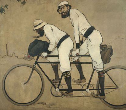 'Ramon Casas y Pere Romeu en un tándem', obra que conserva el MNAC.