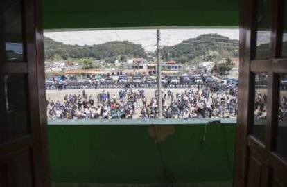 Vista de la plaza de San Juan Chamula desde el balcón del Ayuntamiento