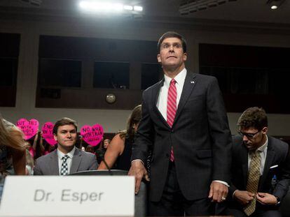 Mark Esper, durante su audiencia el pasado 16 de julio.