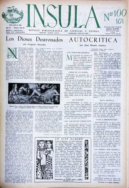 Portada del número 100 de 'Ínsula' de abril de 1954