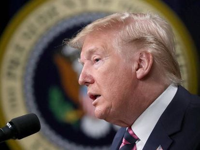 Donald Trump, presidente de EE UU, en una conferencia de prensa en Washington.