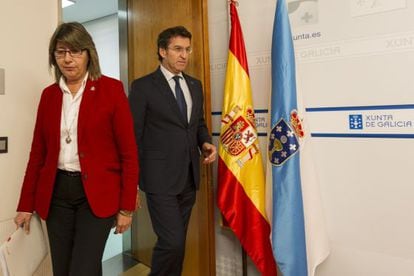 El presidente de la Xunta junto a la conselleira