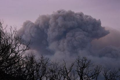Una nube de humo se observa desde Ojai, California, el 10 de diciembre según crece el incendio que afecta a la localidad de Carpinteria, California.