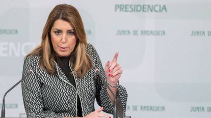 Susana Díaz, tras el Consejo de Gobierno.