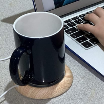  Calentador de tazas para bebidas térmicas, calefacción USB de 5  W uniformemente para oficina, té, café, almohadilla de madera de nogal y  metal, calentador de tazas de café para escritorio, oficina