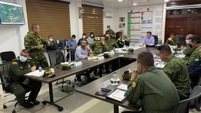 El ministro de Defensa Diego Molano durante un conseho de seguridad en Quibdó (Chocó) este martes.