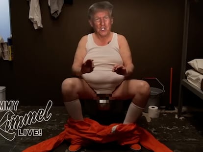 Montaje humorístico del expresidente Donald Trump transmitido en el programa 'Jimmy Kimmel Live'.