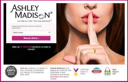 Web d'Ashley Madison, adreçat a persones infidels amb la seva parella.