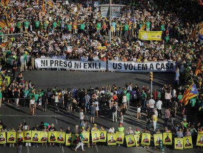 Protesta en Barcelona por la excarcelación de los políticos presos.