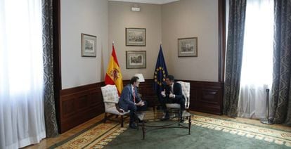 Mariano Rajoy y Pedro Sánchez este miércoles en el Congreso.